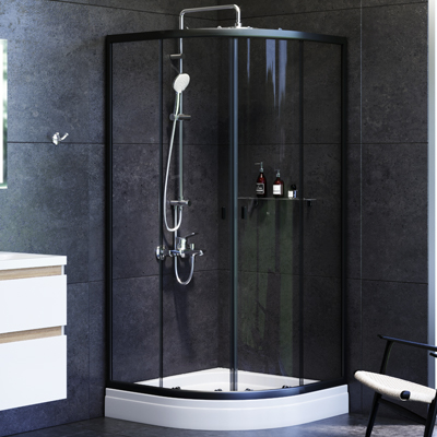 Душевой уголок с поддоном 90x90 AM.PM X-Joy W88E-205-090BT прозрачное стекло, профиль черный матовый