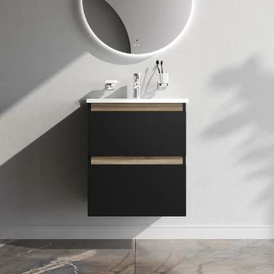 Тумба с раковиной и смесителем 55 AM.PM X-Joy M85AFHX0552BM подвесная черная матовая