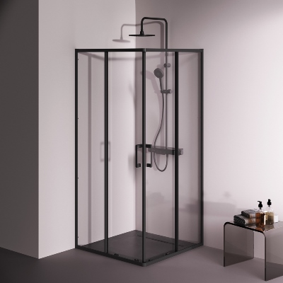 Душевое ограждение без поддона 90x90 AM.PM Above W9XG-403-9090-BT профиль черный