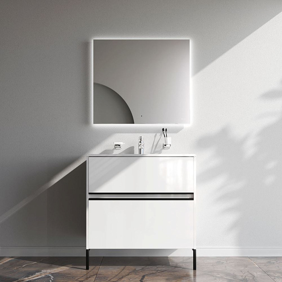 Тумба с раковиной 80 AM.PM Sense M7BFUX0802WG подвесная/напольная на ножках, белый глянец-1