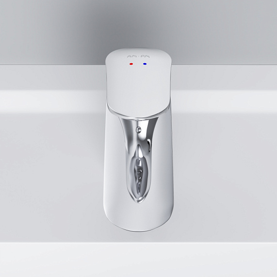 Тумба с раковиной и смесителем 65 AM.PM Like M80FSX0652WG напольная на ножках белый глянец-2