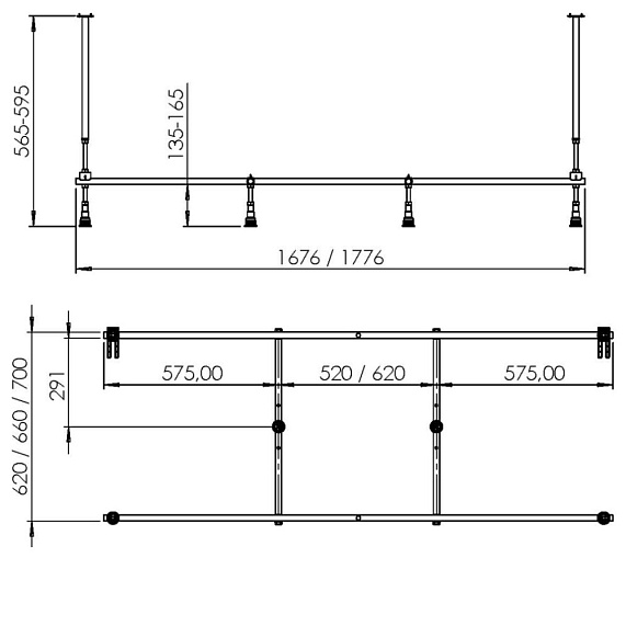 Каркас для ванны 170x75 AM.PM Libre W60A-170-075W-R-1