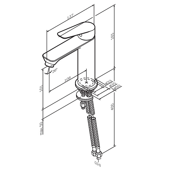 Смеситель для раковины (умывальника) AM.PM Crave F9C02100 хром-8