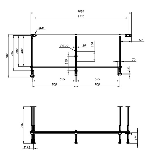 Каркас для ванны 170 AM.PM X-Joy W94A-170U70W-R-1