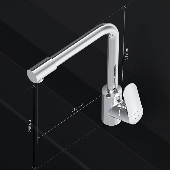 Смеситель для кухни AM.PM Like F8005700 высокий с каналом питьевой воды, хром-7