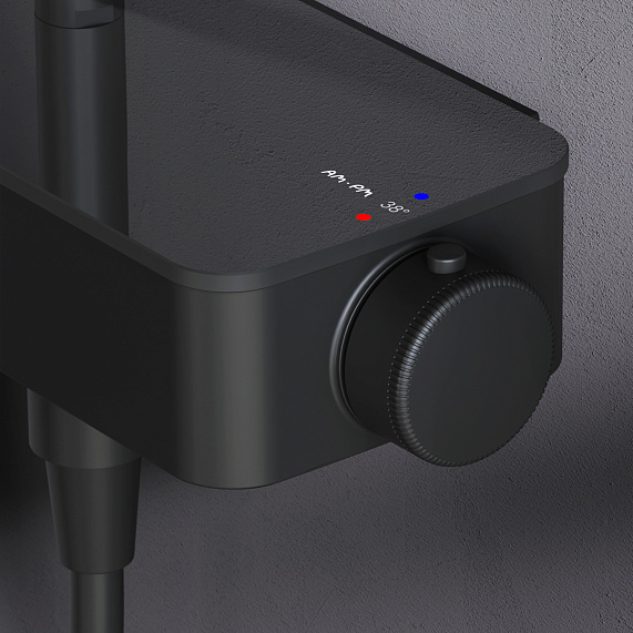 Душевая система AM.PM Inspire 2.0 F0750A522 стойка с тропическим душем, термостатом, смесителем, изливом, черная матовая-3