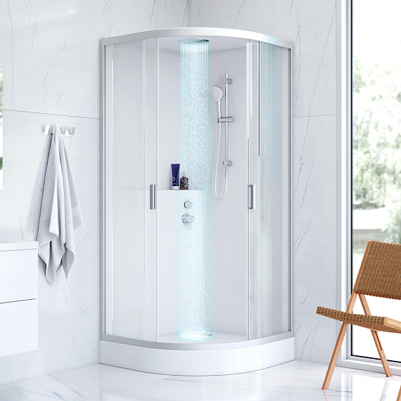 Душевая кабина 90x90 AM.PM Gem W90C-333-090WTA профиль серебристый, низкий поддон-1