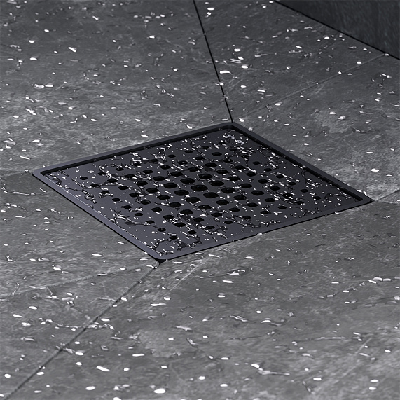 Душевой трап 10x10 AM.PM PrimeFlow W02BD-P11-010-01BM гидрозатвор с черной матовой решеткой-5
