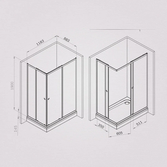 Душевое ограждение без поддона 120x90 AM.PM Sunny W87G-403-12090-MT профиль серебристый-6
