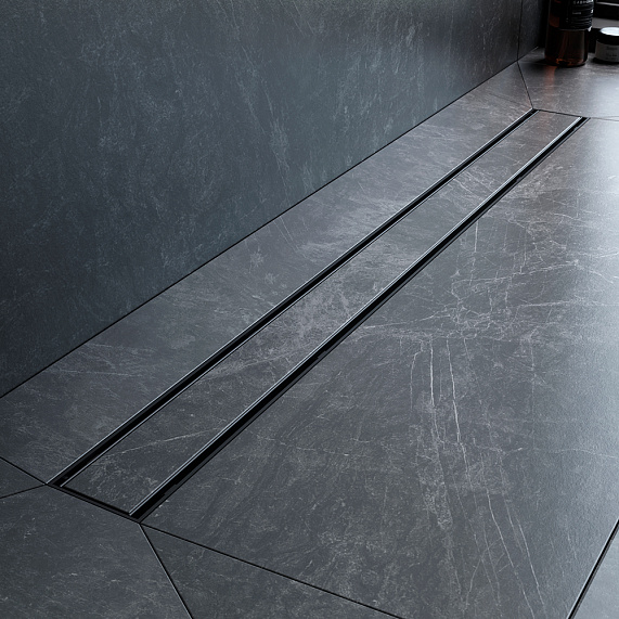 Душевой трап (лоток) 90 AM.PM PrimeFlow W02SC-U11-090-04BM комбинированный затвор с черной матовой решеткой под плитку-8