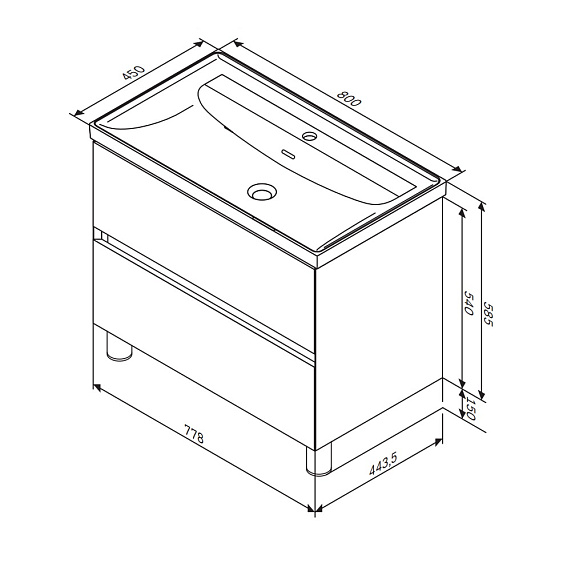 Тумба с раковиной 80 AM.PM Above M9X-FSX0802WG-WCC0800WG напольная, белая глянцевая-12