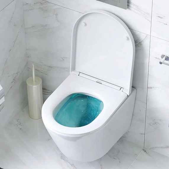 Унитаз подвесной безободковый с инсталляцией AM.PM Sense IS100101.741701 сиденьем микролифт, белой механ. клавишей-3