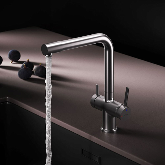 Смеситель для кухни AM.PM Func F8F05711 высокий с L-изливом с каналом для питьевой воды, сатин-1