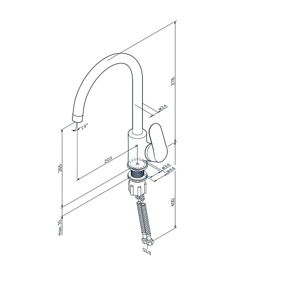 Смеситель для кухни AM.PM Like F8007133 высокий, белый-9