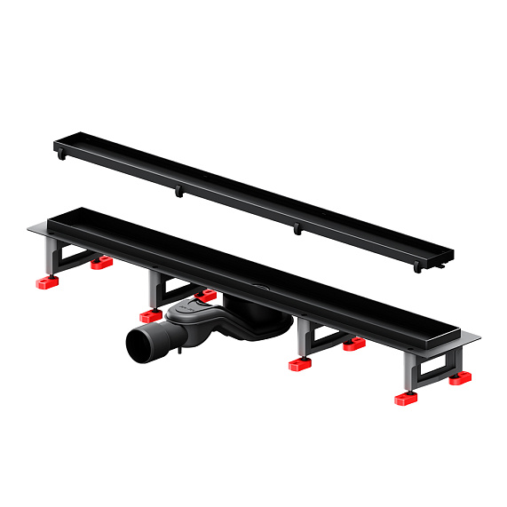 Душевой трап (лоток) 70 AM.PM MasterFlow W01SC-U11-070-04BM комбинированный затвор с черной матовой решеткой под плитку-20