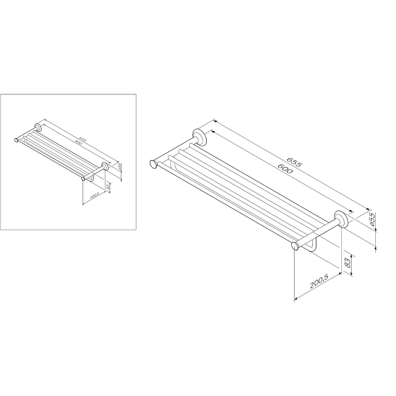 Полка для полотенец AM.PM Like A8037700 с вешалкой, хром-7