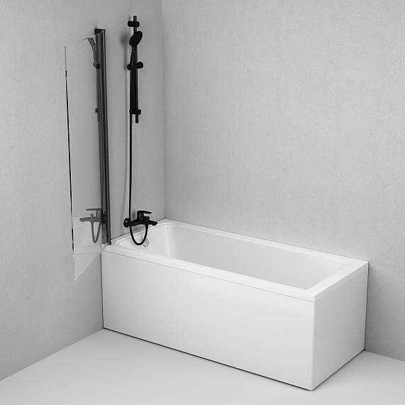 Стеклянная шторка для ванны 80 AM.PM Gem W90BS-D080-140BT поворотная, профиль черный-2