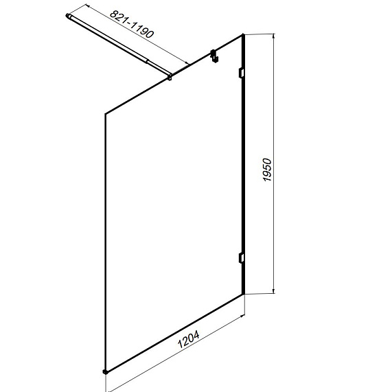 Душевая перегородка 120x195 AM.PM X-Joy W94WI-120-F1-BTE прозрачное стекло, профиль черный матовый-6