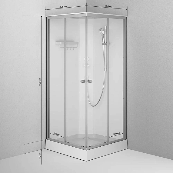 Душевая кабина 90x90 AM.PM X-Joy W94C-403-090MT профиль серебристый, низкий поддон-7