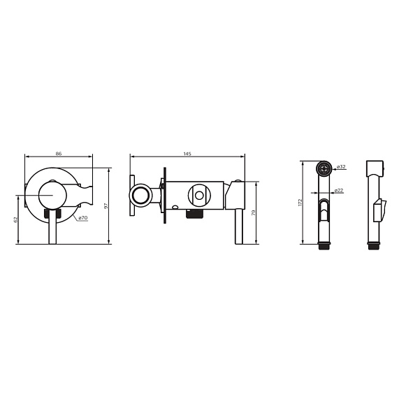 Гигиенический душ со смесителем Dorff Logic D3075000 хром встраиваемый, шланг 1500, держатель-3