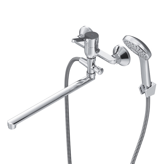 Смеситель для ванны и душа AM.PM X-Joy S F85B90100 длинный излив, душевая лейка, шланг 1500, хром-8