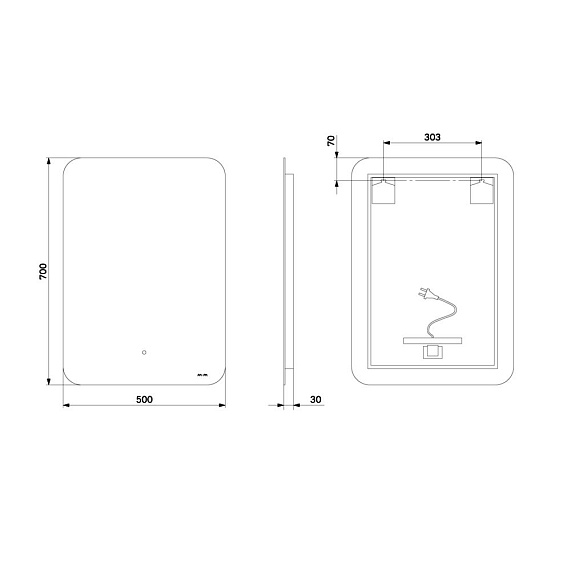 Зеркало с подсветкой в ванную закругленное 50 AM.PM X-Joy M85MOX10501S1 сенсорное-10