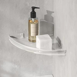 Полка в ванную угловая AM.PM Sense L A7456100 серебристый металл, стекло