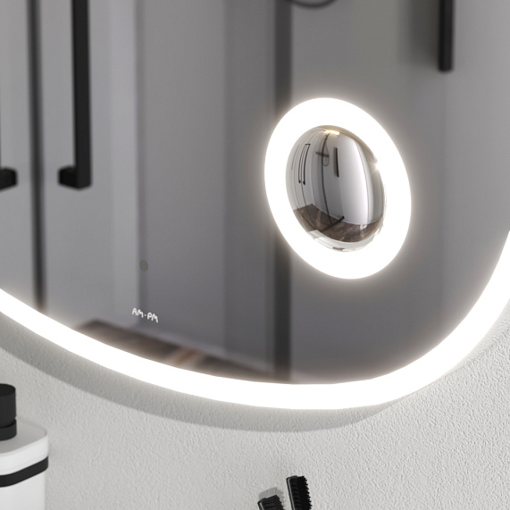 Зеркало с подсветкой в ванную закругленное 80 AM.PM Func M8FMOX0803SA с косметическим зеркалом сенсорное-4