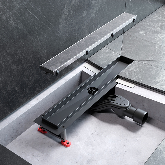 Душевой трап (лоток) 50 AM.PM MasterFlow W01SC-U11-050-04SB комбинированный затвор со стальной матовой решеткой под плитку-14