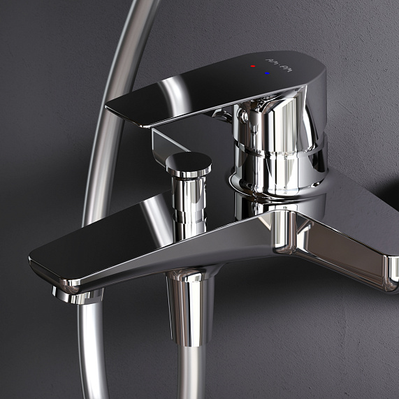 Душевая система AM.PM Gem F40890A14 стойка с тропическим душем, хром + смеситель для ванны, хром-3