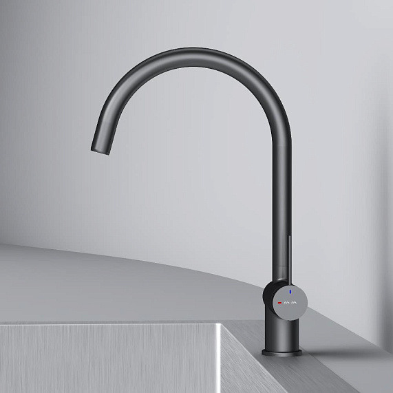 Смеситель для кухни AM.PM Func F8F07022 высокий с С-изливом, черный-7
