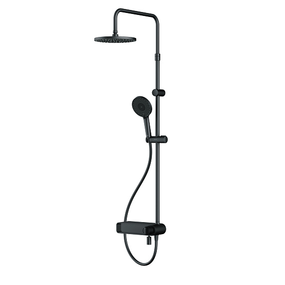 Душевая система AM.PM X-Joy F0785A722 стойка с тропическим душем, смесителем, изливом, черная матовая-10