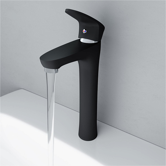 Cмеситель для раковины (умывальника) Dorff  Alpha D9022000BL высокий, черный-1