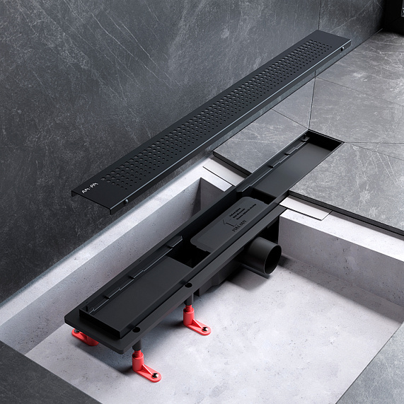 Душевой трап (лоток) 60 AM.PM PrimeFlow W02SC-P11-060-01BM комбинированный затвор с черной матовой решеткой-7