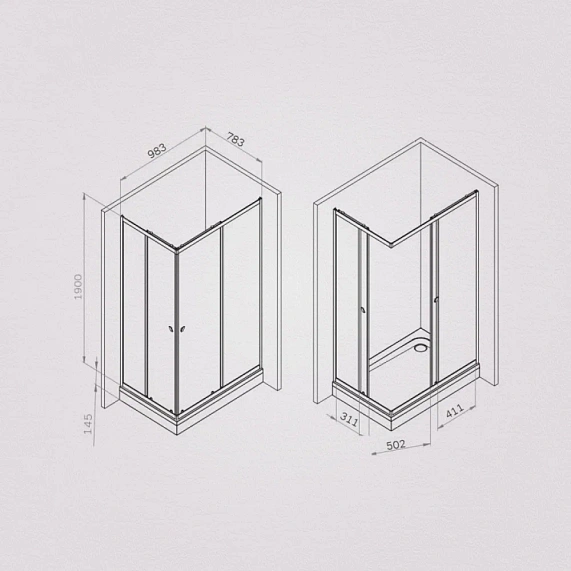 Душевое ограждение без поддона 100x80 AM.PM Sunny W87G-403-10080-MT профиль серебристый-6