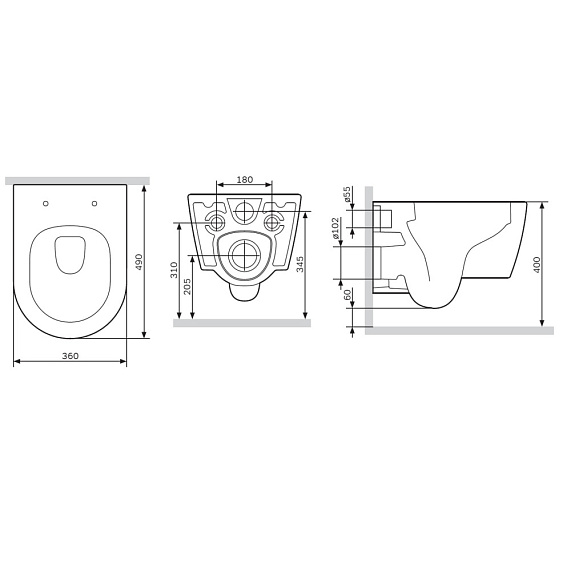 Унитаз подвесной AM.PM Func C8F1700MBSC безободковый с сиденьем микролифт, черный матовый-11