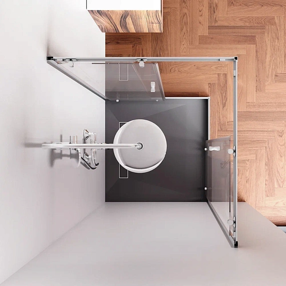 Душевое ограждение без поддона 90x90 AM.PM Sunny W87G-403-9090-MT профиль серебристый-2