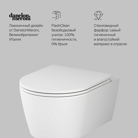 Унитаз подвесной AM.PM Func C8F1700MWSC безободковый с сиденьем микролифт, белый матовый-7