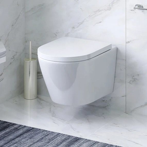 Унитаз подвесной безободковый с инсталляцией AM.PM Sense IS100101.741701 сиденьем микролифт, белой механ. клавишей-2