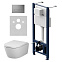 Унитаз подвесной безободковый с инсталляцией AM.PM Libre IS47031.601901 торнадо, микролифт, никель пневм. клавишей