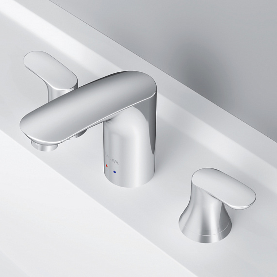 Смеситель для раковины (умывальника) AM.PM Like F8008000 с донным клапаном, трехсекционный, хром-3