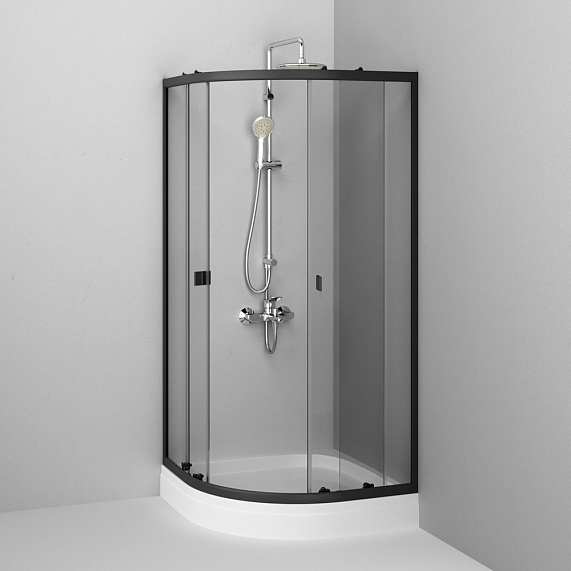 Душевой уголок с поддоном 90x90 AM.PM X-Joy W88E-205-090BT прозрачное стекло, профиль черный матовый-1