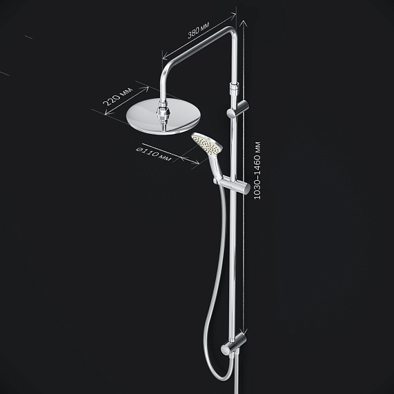 Душевая система AM.PM Gem F0790000 стойка с тропическим душем, хром-9