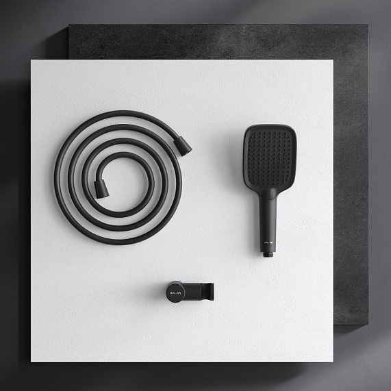 Душевой гарнитур AM.PM Func F0118F022 держатель, шланг, лейка 3 режима, черный-2