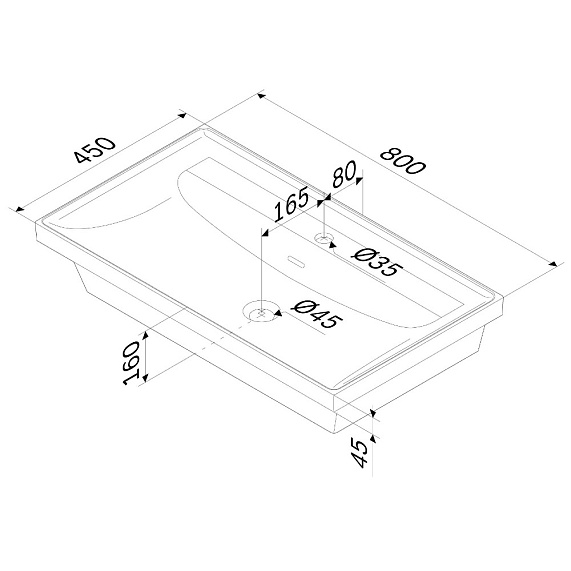 Раковина мебельная 80 AM.PM Above M9XWCC0800WG белая встраиваемая-3