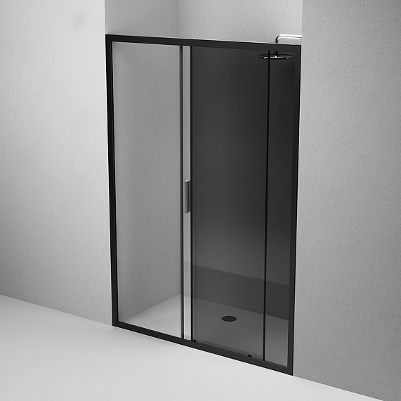 Душевая перегородка с дверью 140x195 AM.PM Gem W90G-140-1-195BG тонированное стекло, профиль черный матовый-3