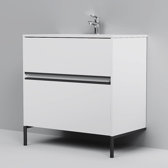 Тумба с раковиной 80 AM.PM Sense M7BFUX0802WG подвесная/напольная на ножках, белый глянец-4