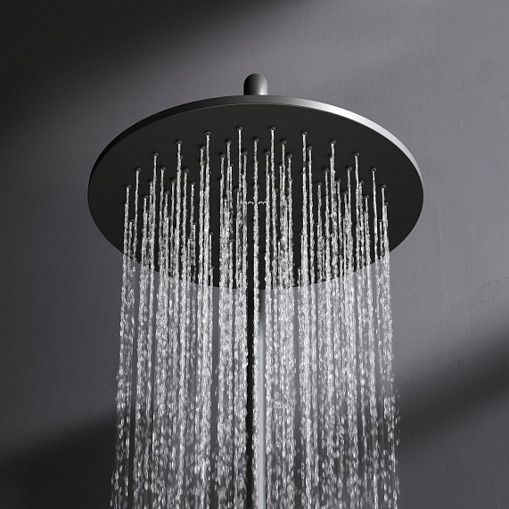 Душевая система AM.PM Like F0780222 стойка с тропическим душем, черная матовая-4