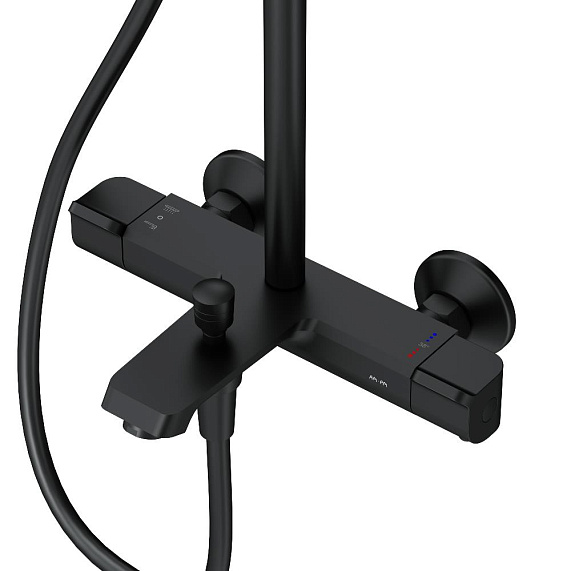 Душевая система AM.PM Func F078F522 стойка с тропическим душем, термостатом, смесителем, изливом, черная-9