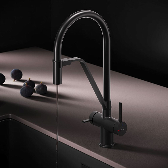 Смеситель для кухни AM.PM Func F8F07822 высокий, черный с каналом для питьевой воды и гибким черным изливом-2